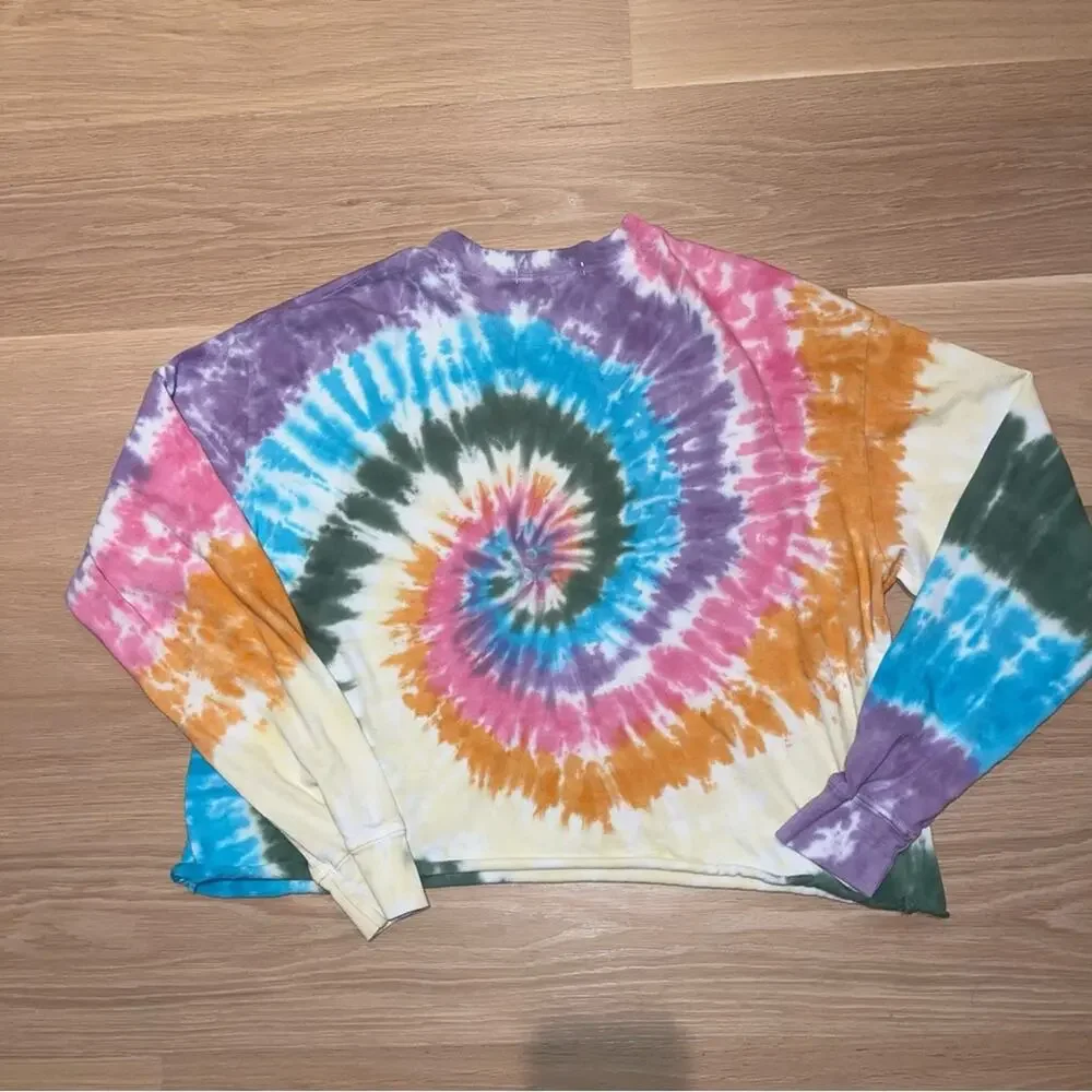 Daydreamer Rainbow Tie-Dye Long-Sleeve Tee T-Shirt Small - Picture 3 of 7